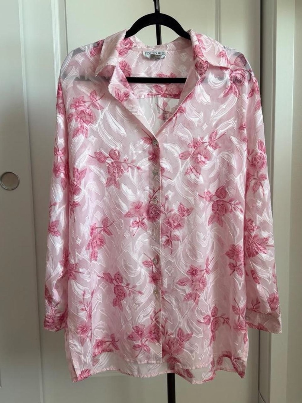 Tower Hill Pink Flowy Oversized Floral Button-Up